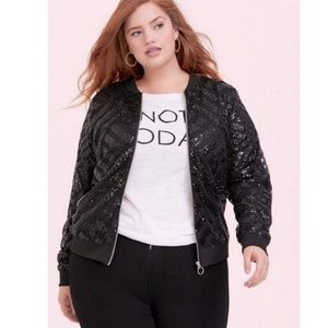Torrid BLACK MESH SEQUIN BOMBER JACKET - 2X NWT